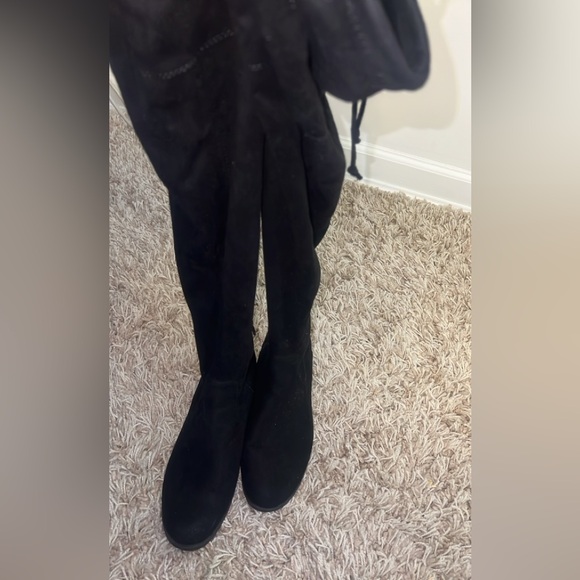 Unisa Uncareana Over-the-Knee Boots Black Faux Suede Low Block Heel Size 9M - Picture 6 of 7